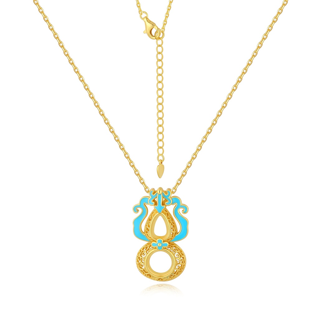Filigree Drop Pendant with Sky Blue Enamel Accents