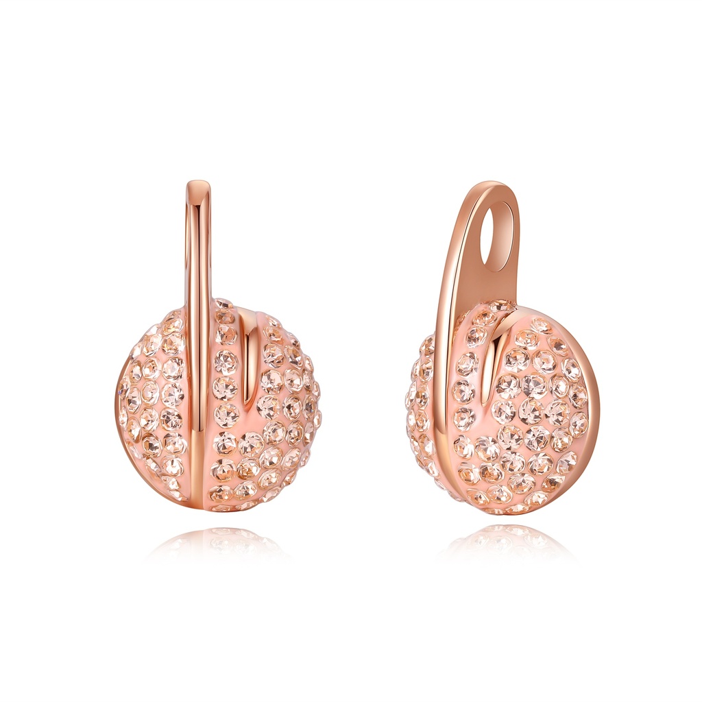 Rose Gold Stainless Steel Paved Crystal Ball Pendant