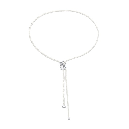 [BJ01N0232-2] Silver Bear Braided Brass Adjustable Necklace for Women and Teens