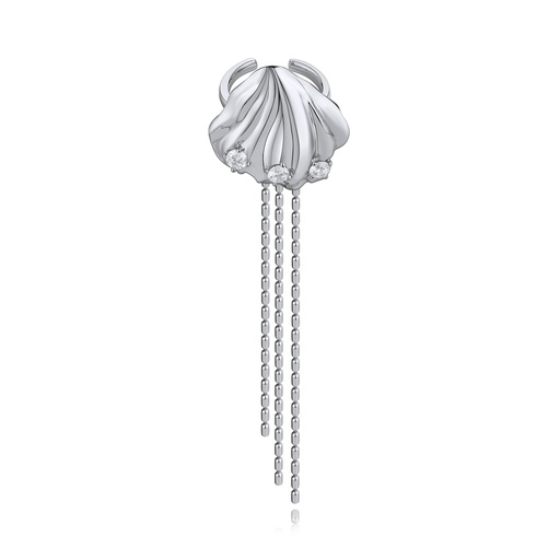 [BJ01R0152-1] Silver Shell Ring with Dangling Chains
