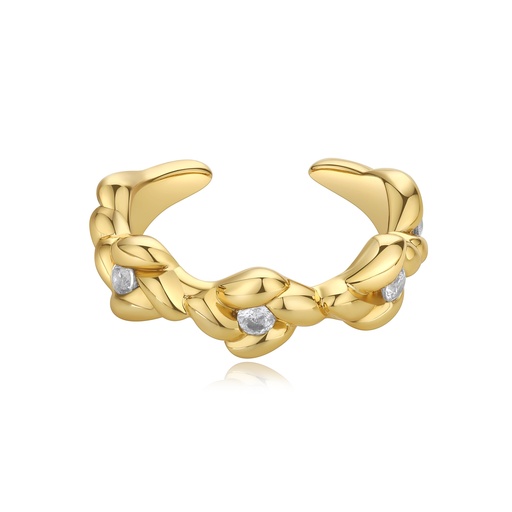 [BJ01R0187-1] Braided Gold Band with Delicate Sparkling Crystal Inlays