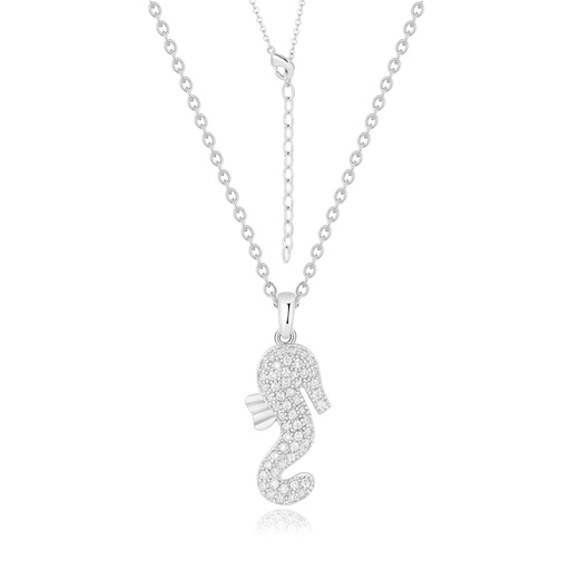 [HK03P9162] Crystal-Encrusted Seahorse Necklace with Ocean-Inspired Elegance