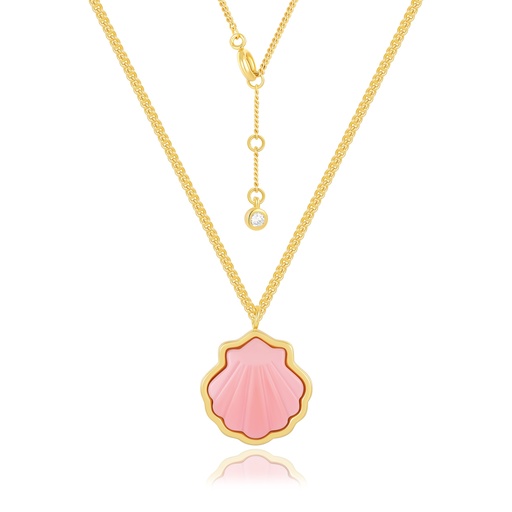 [JY18N0125-1] Pink Shell Necklace with Delicate Gold Chain and CZ Accent