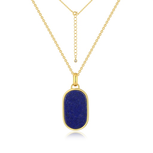 [JY18N0179] Minimalist gold necklace with oval lapis lazuli stone charm