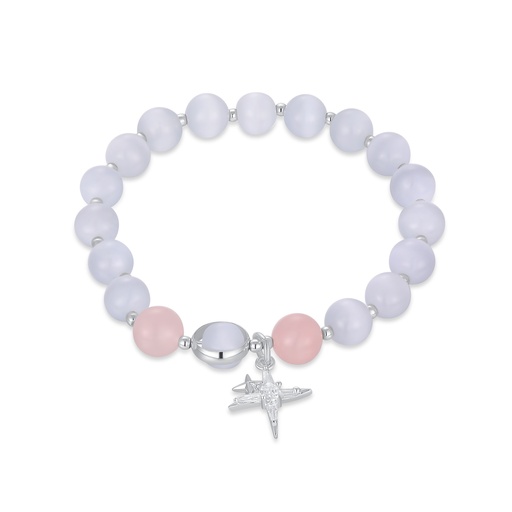 [JY20B0015] Pastel charm bracelet with aircraft pendant and soothing round beads