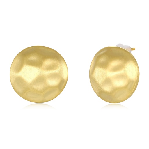 [JY20E0024] Hammered Matte Gold Round Stud Earrings for Everyday Glam