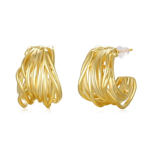 [JY20E0034] Sculptural Tangle Hoop Earrings in Polished Gold Finish