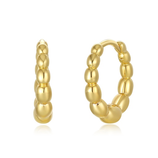 [JY20E0045-2] Gold Bubble Hoop Earrings With Polished Dome Design