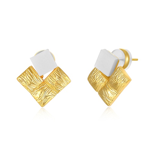 [JY20E0062] Modern Abstract Geometric Gold and White Earrings