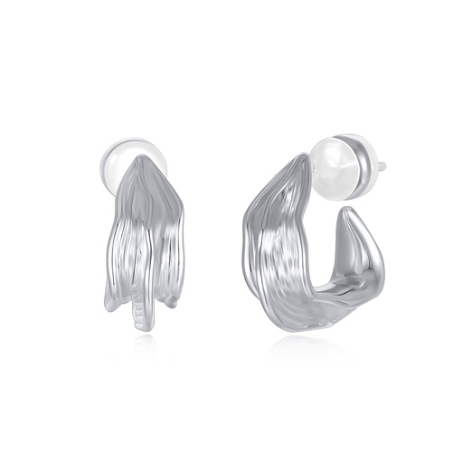 [JY20E0063] Fluid Wave-Inspired Silver Statement Earrings