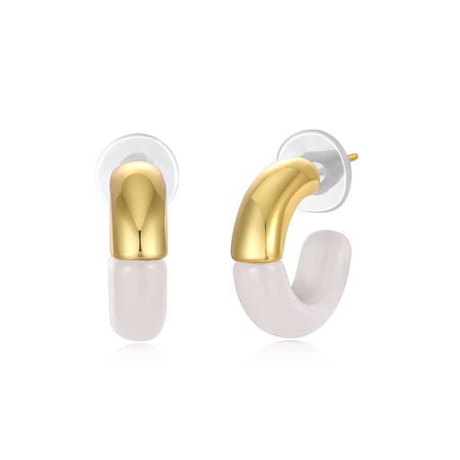 [JY20E0064] Chic Two-Tone Minimalist Hoop Earrings T