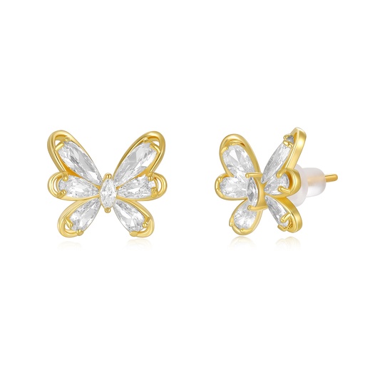 [JY20E0073] Dainty Crystal Butterfly Earrings in Gold-Tone Setting