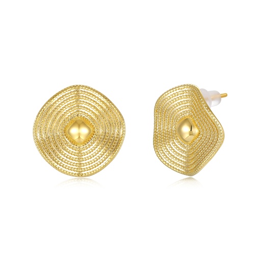 [JY20E0074] Bold Geometric Dome Earrings with Intricate Gold Texture