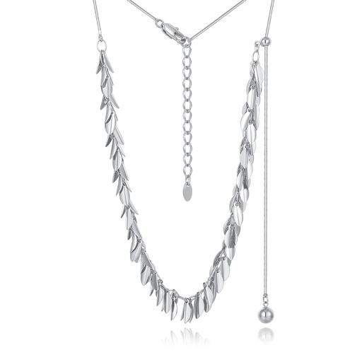 [JY20N0007-1] Layered Silver Chain Necklace with Modern Textured Circle Pendants