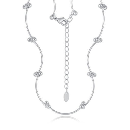 [JY20N0008-1] Organic Sculpted Rectangle Pendant on Silver Textured Chain Necklace