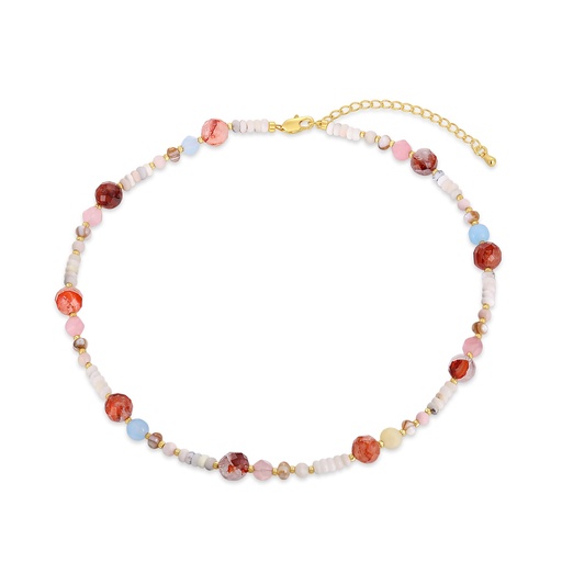 [JY20N0010] Colorful Handmade Beaded Necklace for a Playful Summer Look