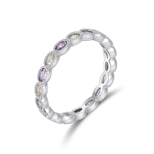 [JY20R0003] Purple and White Zircon Marquise Brass Eternity Ring