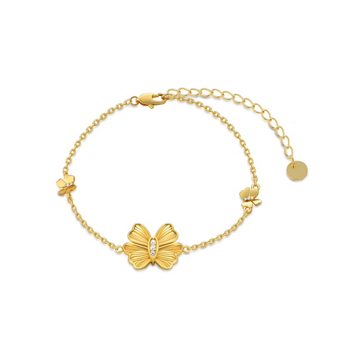 [PD02B0053] Golden Butterfly Charm Bracelet with Delicate Chain and Crystals