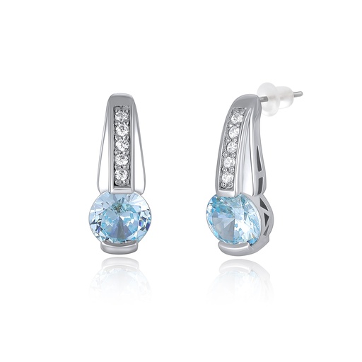 [PD02E0031] Elegant drop earrings featuring sky blue crystal and sparkling accents.