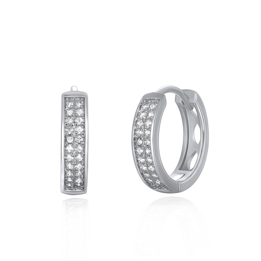 [PD02E0033] Chunky silver hoop earrings with bold textured crystal surface.
