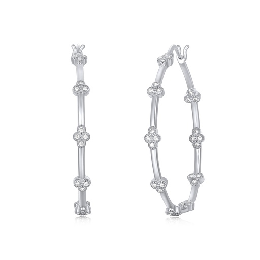 [PD02E0051] Contemporary silver hoops with bold cutout square grid design
