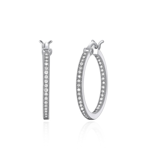 [PD02E0065] Elegant Oval Hoop Earrings with Sparkling CZ Accents Shine Bright