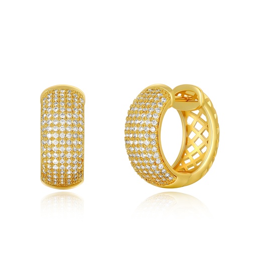 [PD02E0072] Luxurious Wide Gold Brass Hoop Earrings with Pave Crystal Finish