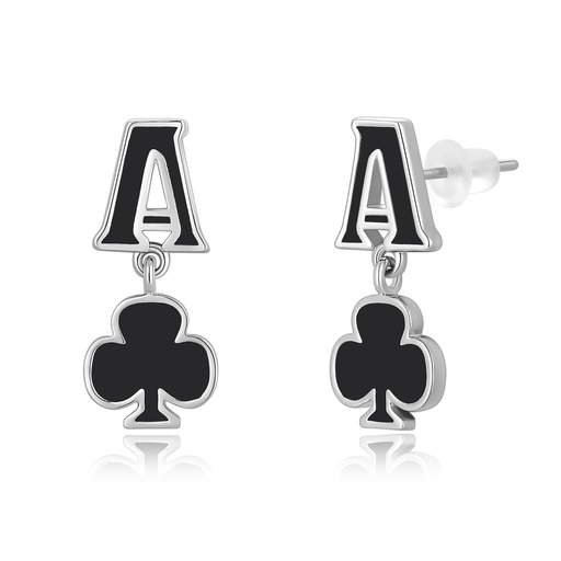 [PD02E0078] Stylish Ace and Club Earrings with Bold Black Enamel Finish