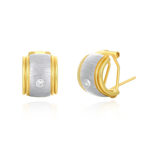 [PD02E0085] Bold two-tone hoop earrings with brushed silver and gold finish.