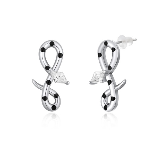 [PD02E0163] Polka Dot Infinity Earrings with White Stone Accent