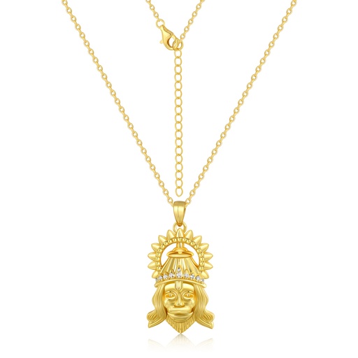 [PD02N0061] Regal Warrior Pendant Necklace with Crown and Sunburst Design
