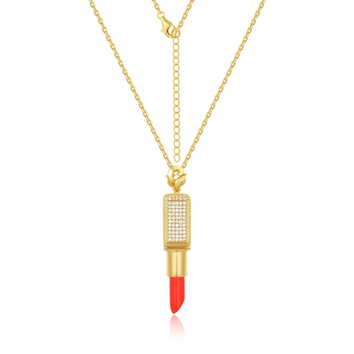 [PD02N0062] Sparkling Lipstick Pendant Necklace for Bold Fashionistas