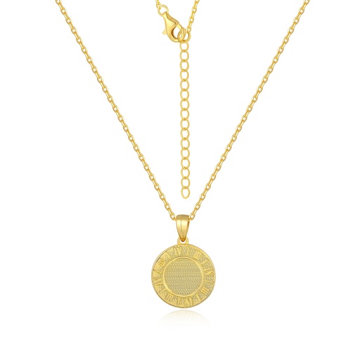 [PD02N0071-2] Gold Roman Numeral Round Pendant Necklace for Elegant Styling