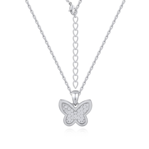 [PD02N0095-1] Delicate Silver Butterfly Pendant Necklace with Polished Texture
