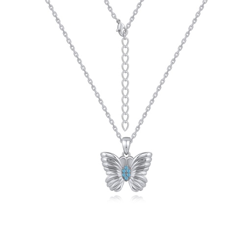 [PD02N0162] Delicate Winged Butterfly Necklace With Blue Accent Stones