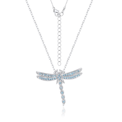 [PD02N0165] Dragonfly Pendant with Blue Crystal Rhinestone Inlay Necklace