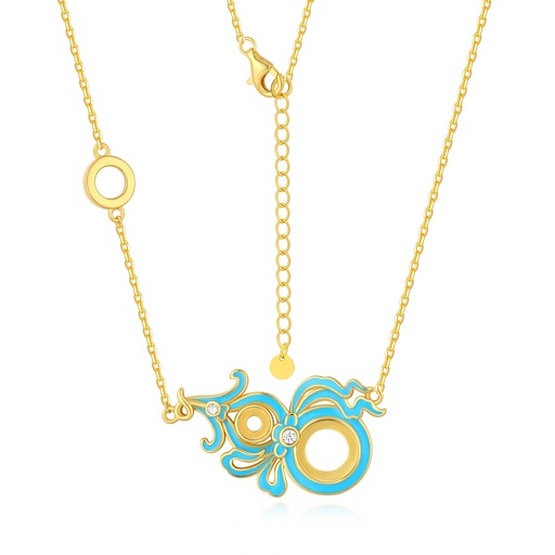 [PD02N0251] Turquoise Enamel Art Deco Inspired Pendant Necklace
