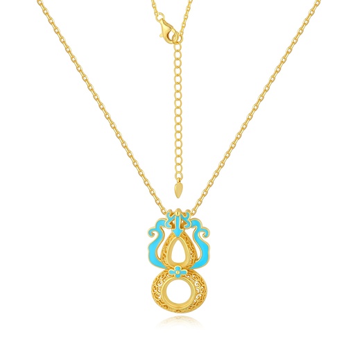 [PD02N0252] Filigree Drop Pendant with Sky Blue Enamel Accents