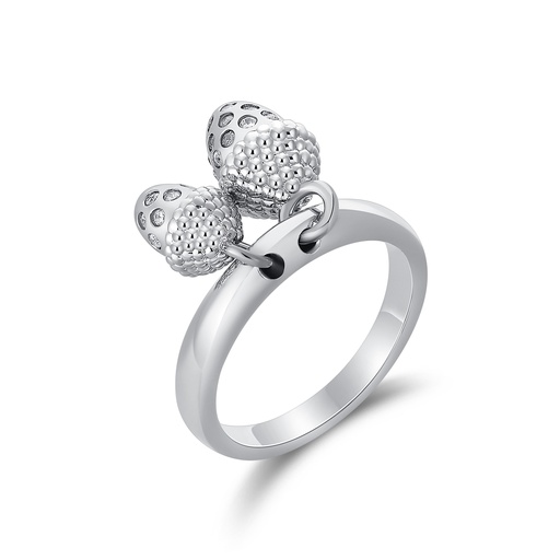 [PD02R0060] Playful Acorn Dangle Ring – Textured Charms on Sleek Band