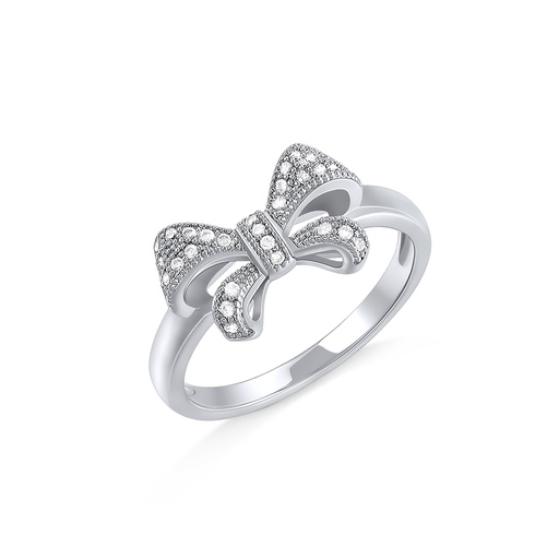 [PD02R0063] Elegant Bowknot Design Ring with Sparkling Cubic Zirconia Stones