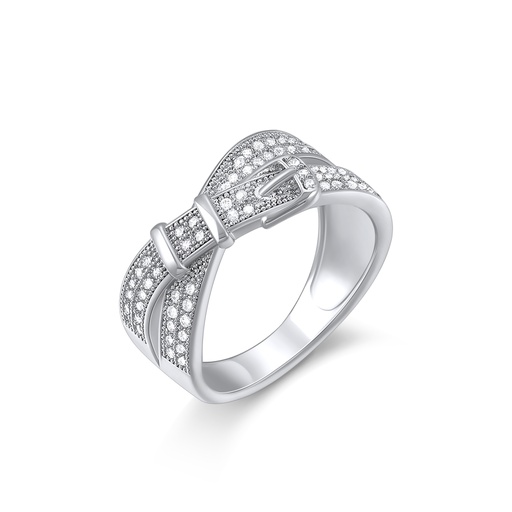 [PD02R0064] Chic Belt-Inspired Brass Ring with Pavé Zircon Detailing