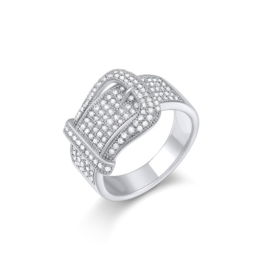 [PD02R0065] Bold Oversized Buckle Ring with Full Pavé Zircon Finish
