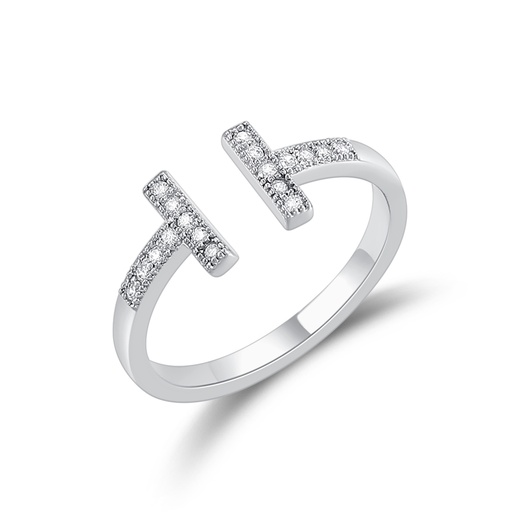 [PD02R0068] Minimalist Twin-Ended Open Ring with Dazzling Zircon Touch
