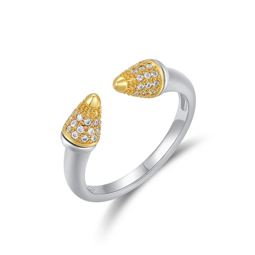 [PD02R0070] Dual Acorn Inspired Brass Ring with Gold Plated Tips
