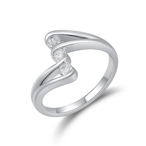 [PD02R0084] Minimalist Open Ring with Three Diagonal Round Crystal Accents