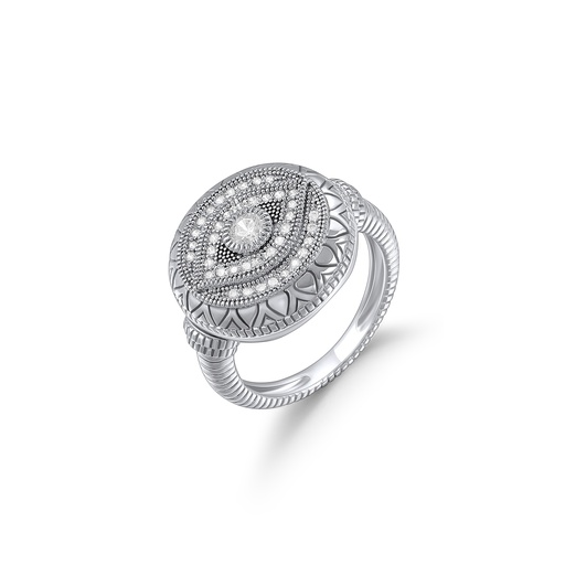 [PD02R0091] Vintage Pearl Gold Ring with Braided Band Detailing