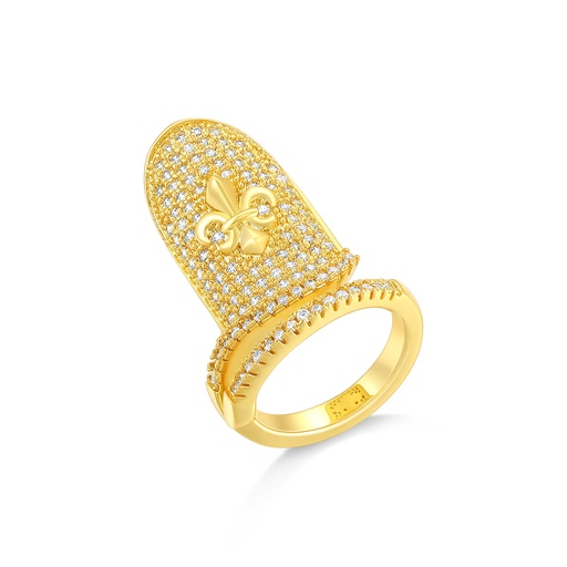 [PD02R0103] Minimalist Gold Brass Ring With Four Brilliant Round Stones