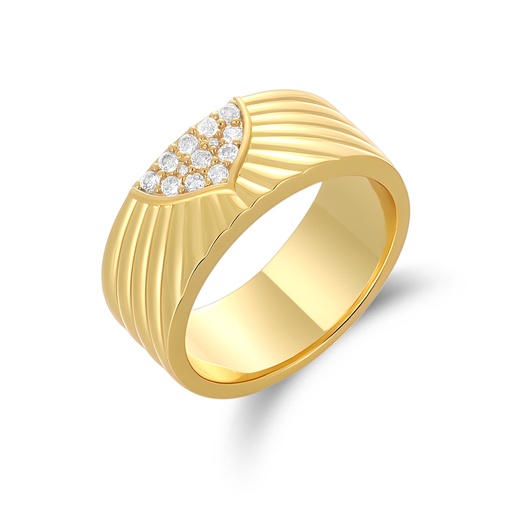 [PD02R0130] Gold-Plated Wide Band Ring with Paved Crystal Accents