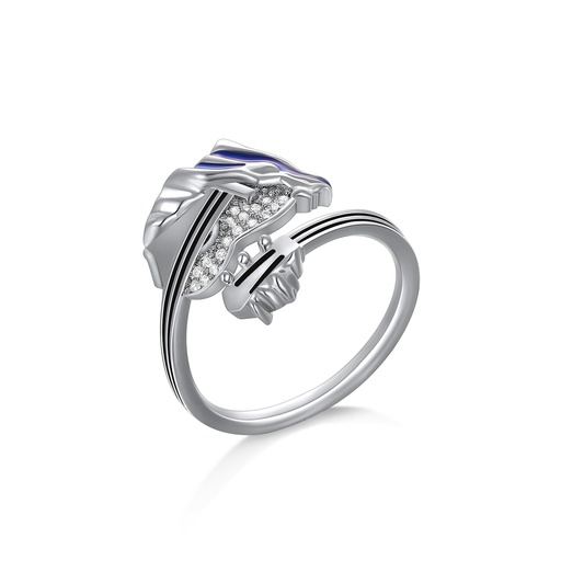 [PD02R0147] Fierce panther-inspired silver ring with crystal-studded details