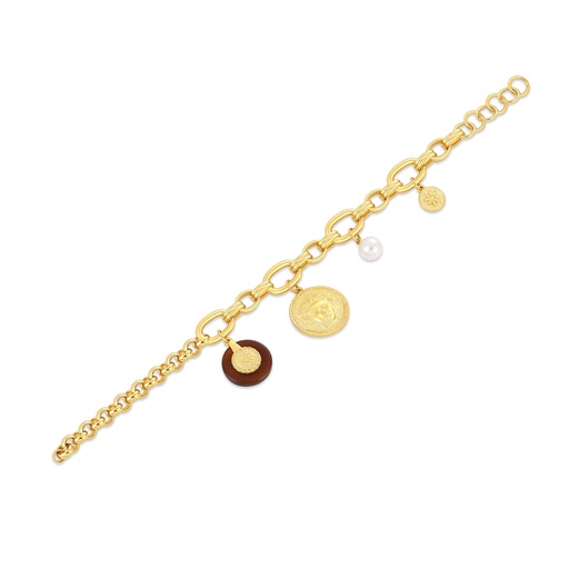 [SZ05B0323] Golden Brooch with Sparkling Wheat Motif and Crystals